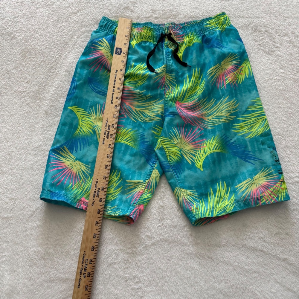 Hurley Boys XL Board Shorts Tropical Palm Print Teal Swim Trunks - Picture 4 of 6